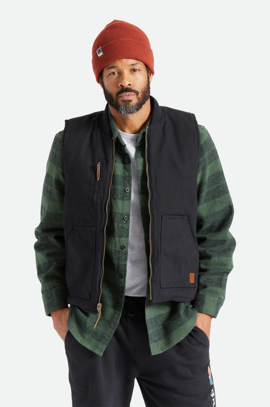 Men's Brixton Abraham Reversible Vest Jackets Black | 2319RPDZJ