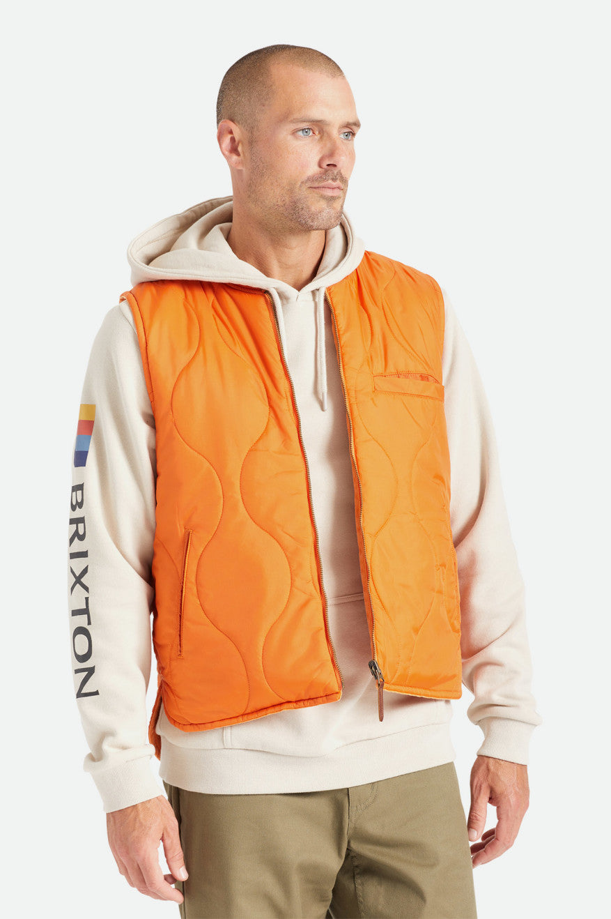 Men's Brixton Abraham Reversible Vest Jackets Orange | 5640JRGLF