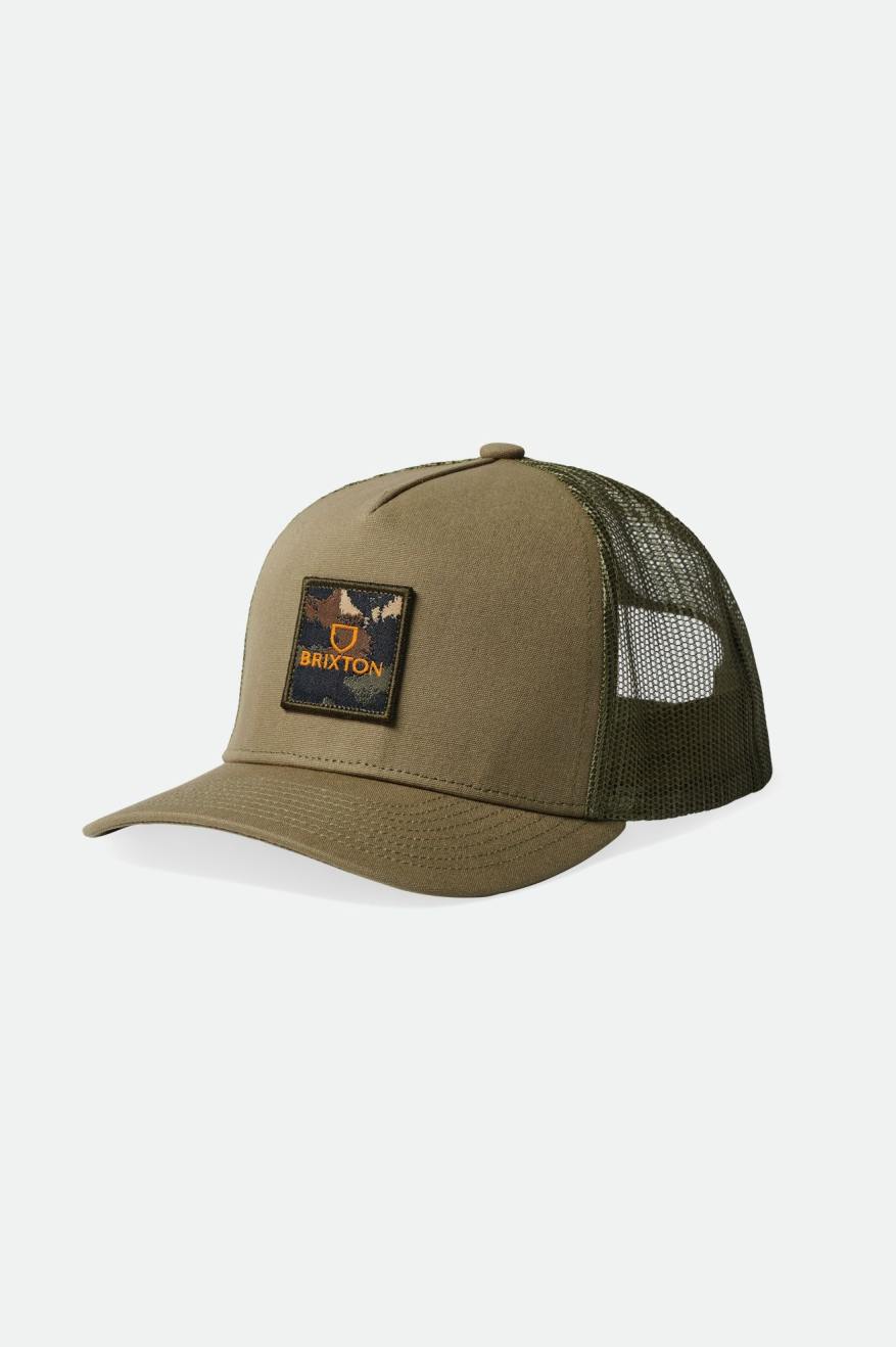 Men's Brixton Alpha Block NetPlus C MP Mesh Cap Caps Olive | 9571QAVFB