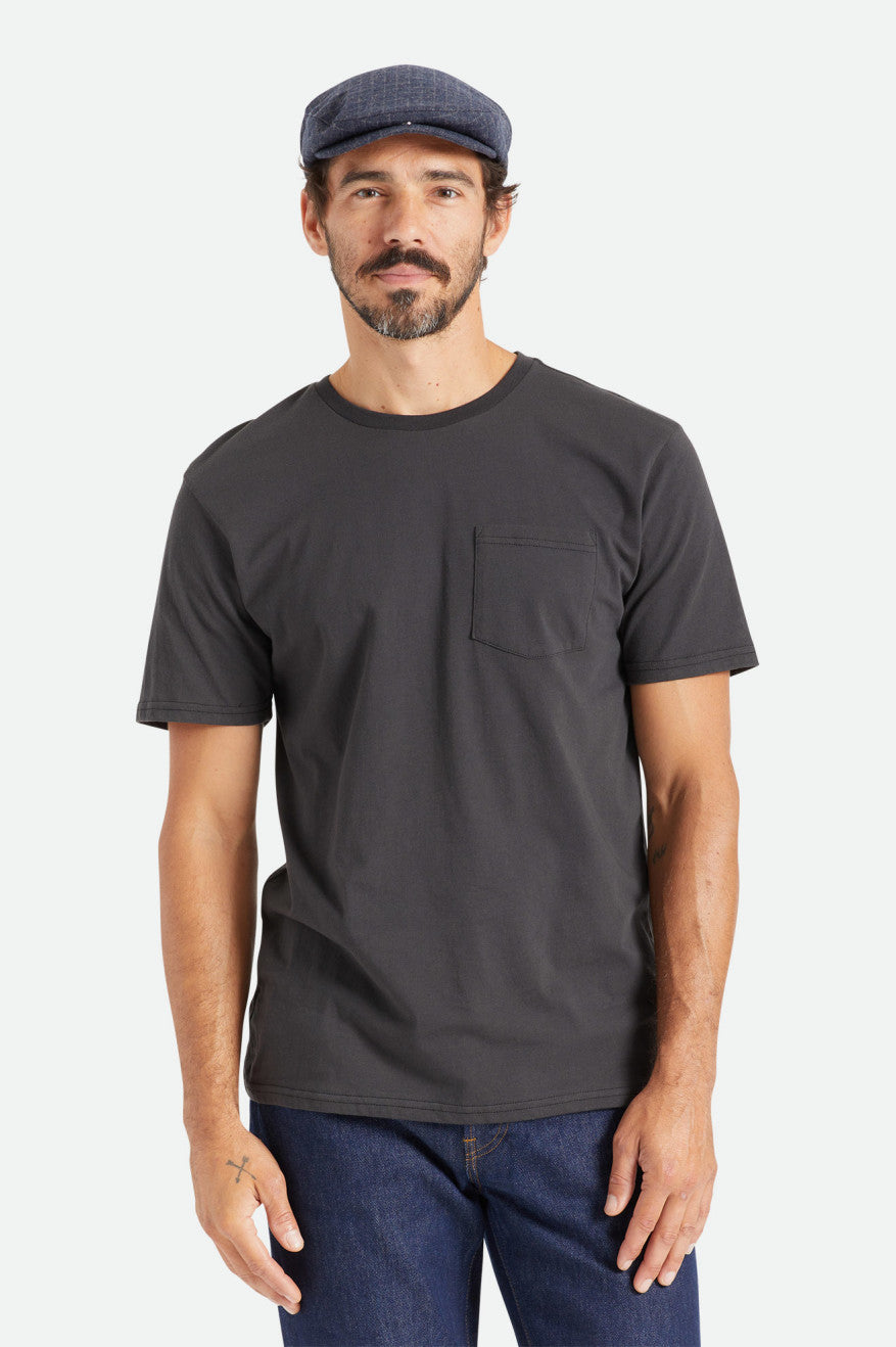 Men's Brixton Basic S/S Pocket Tops Black | 2059VKICA