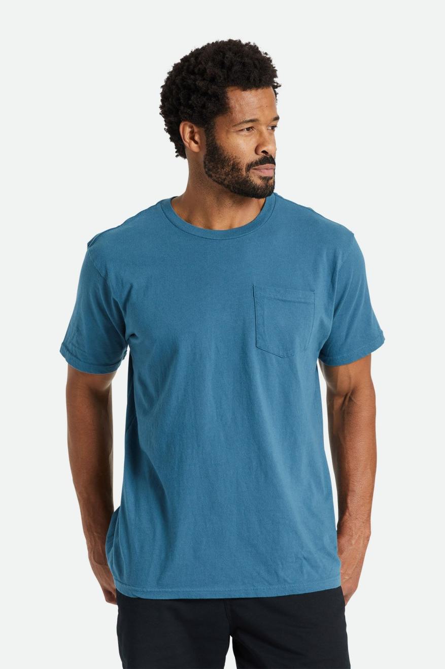 Men's Brixton Basic S/S Pocket Tops Turquoise | 6271YFHBZ