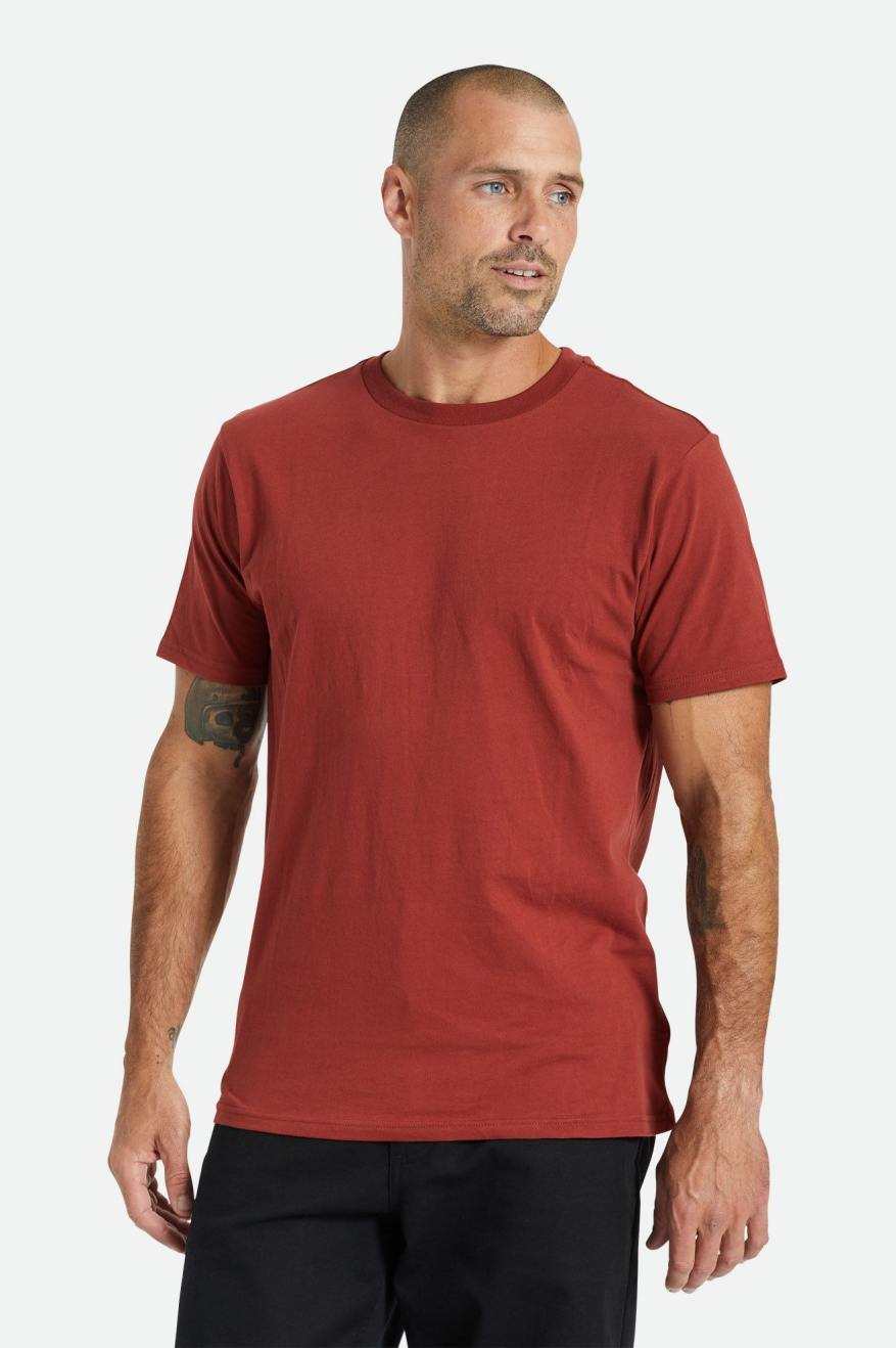 Men's Brixton Basic S/S Tailored Tops Red | 7209NZWMY