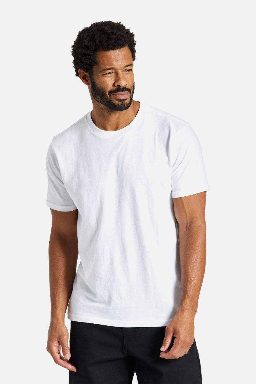 Men's Brixton Basic S/S Tailored Tops White | 7064DXBLM