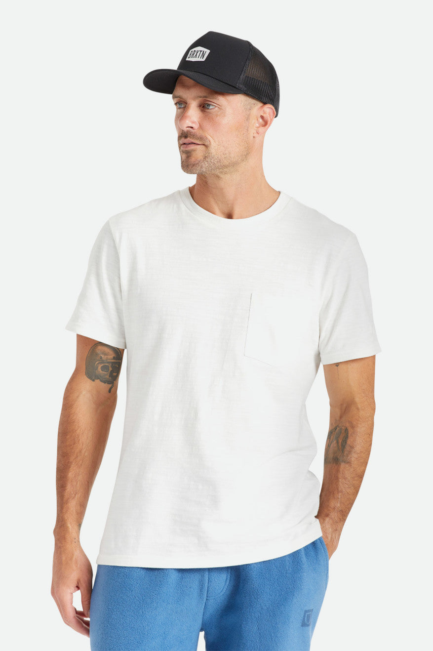 Men's Brixton Basic Slub S/S Pocket Knitwear White | 2378YEUFH