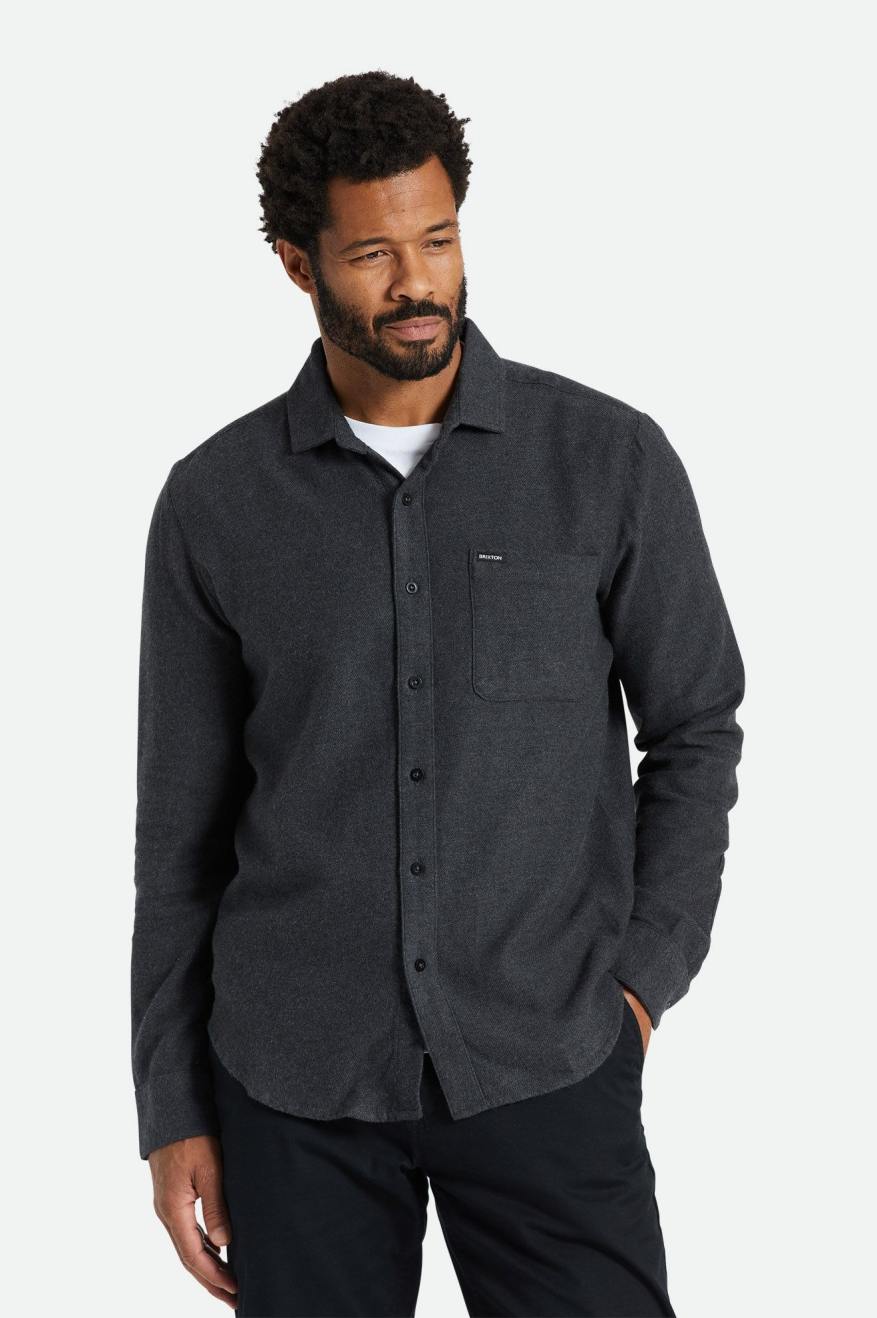 Men's Brixton Bixby Reserve L/S Flannels Black | 2608NFYIK