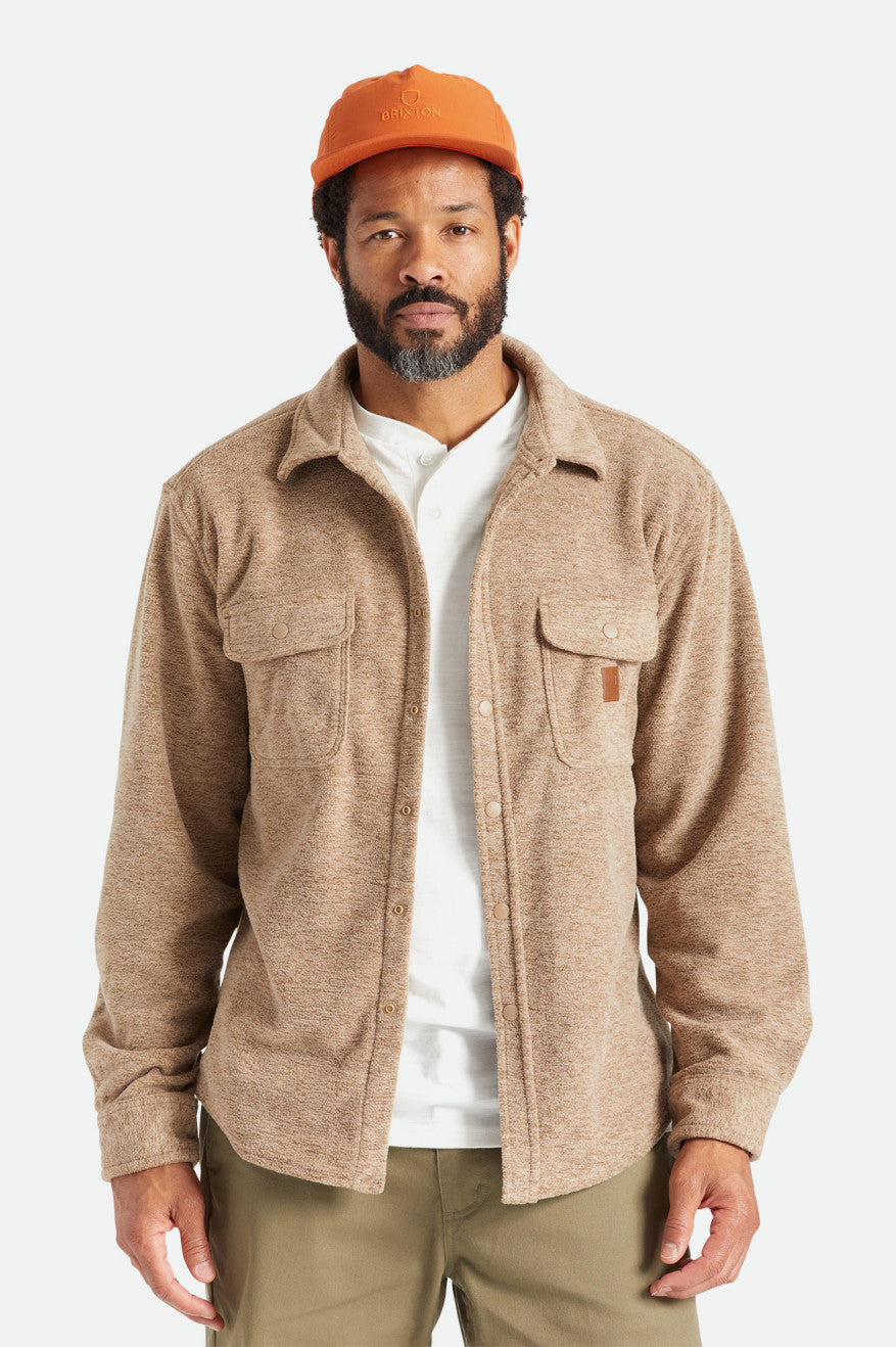 Men's Brixton Bowery L/S Arctic Stretch Fleece Wovens Beige | 1986ZITUA