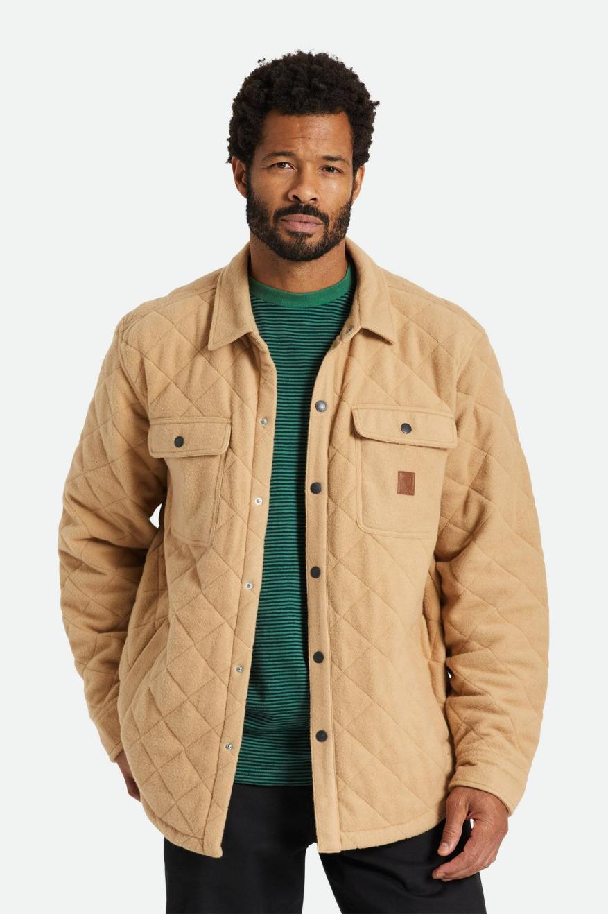 Men's Brixton Cass Quilted Fleece Jackets Beige | 3196HBYFU