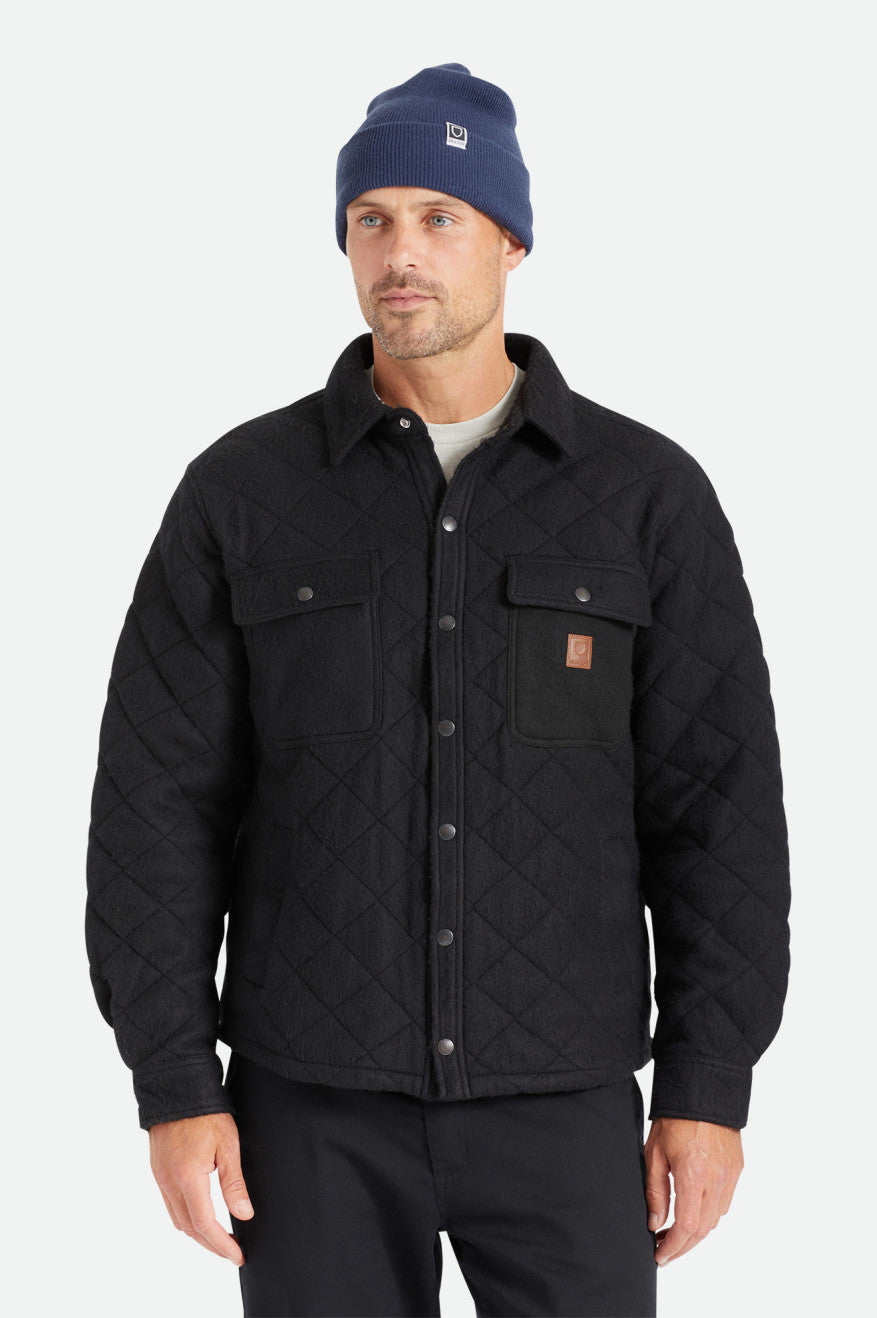 Men's Brixton Cass Quilted Fleece Jackets Black | 6215ONGLU