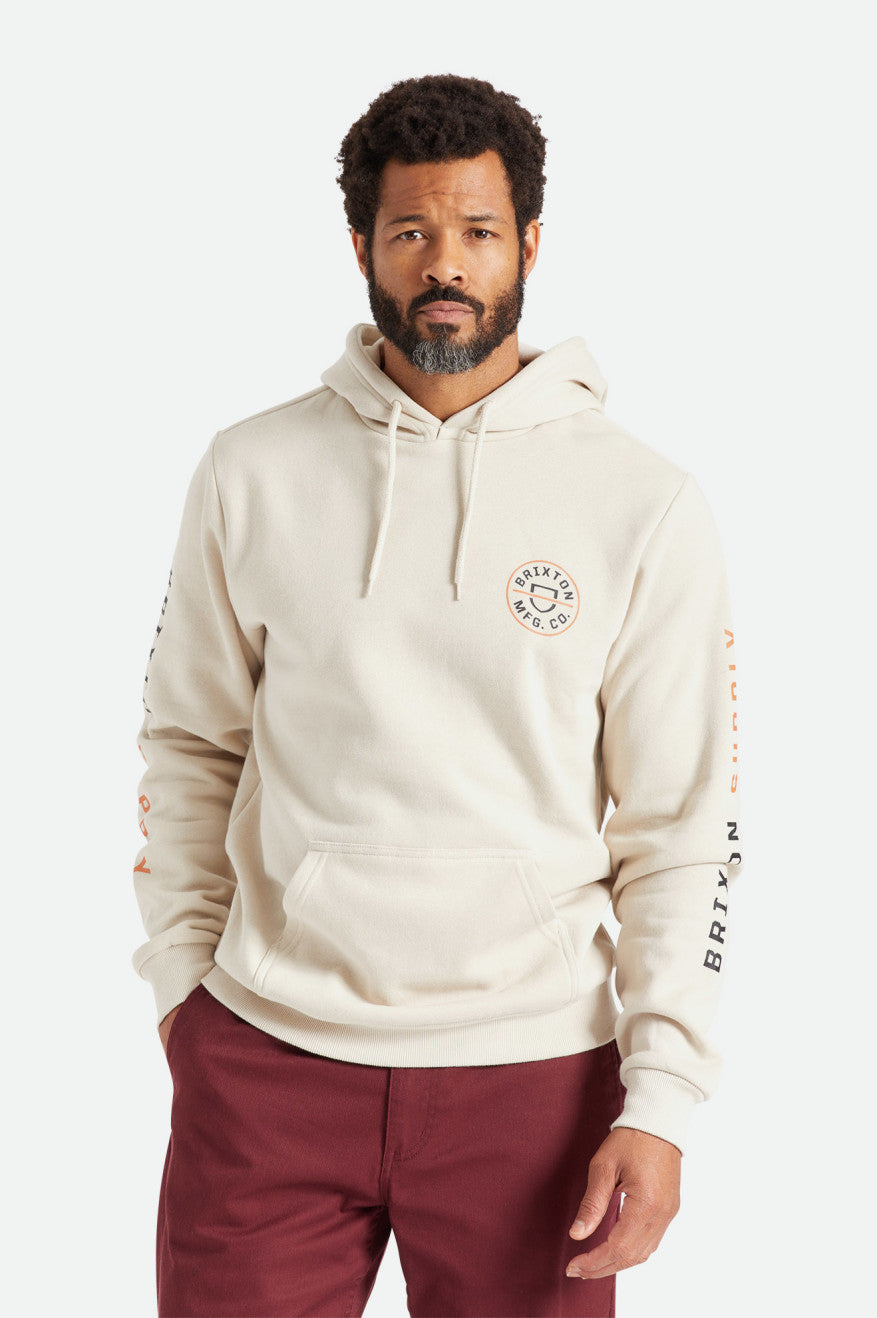 Men's Brixton Crest Hoodie Beige / Orange / Black | 5264MVXDA