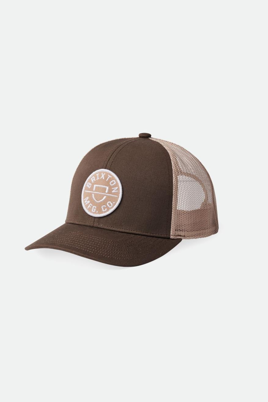 Men's Brixton Crest NetPlus MP Mesh Cap Caps Brown | 0267XBVCP