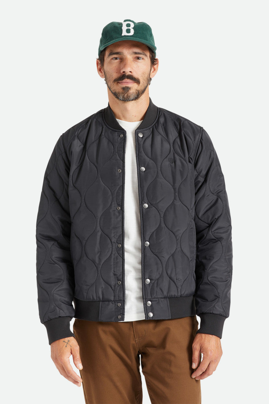 Men's Brixton Dillinger Quilted Bomber Jackets Black | 7816UYVQG