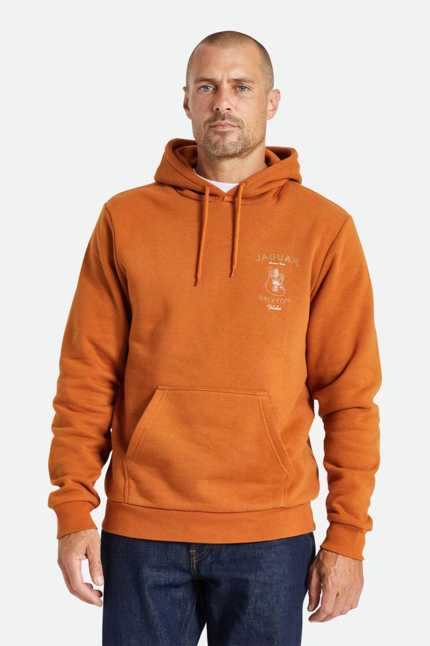 Men's Brixton Fender Jaguar Claws Hoodie Orange | 6729EAPYJ