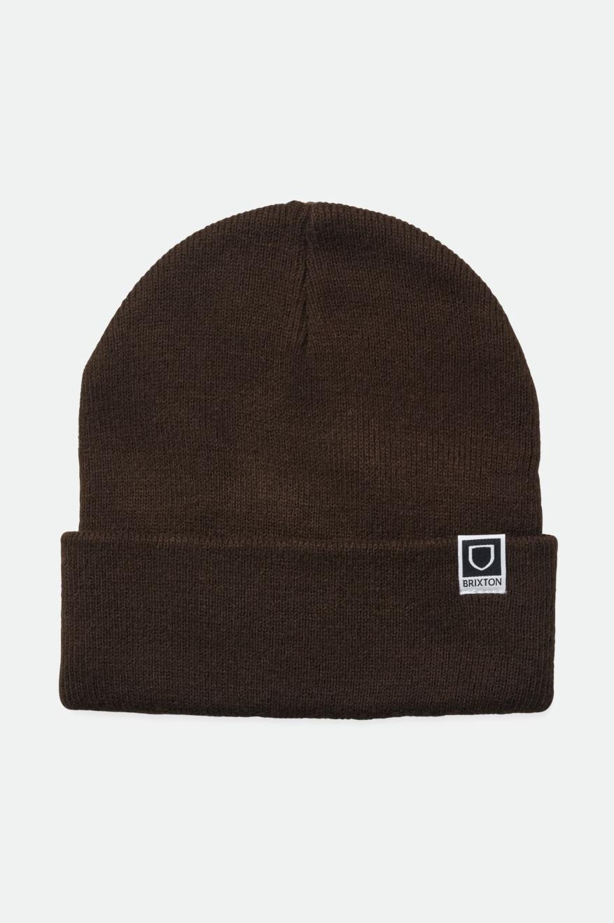 Men's Brixton Harbor Beta Watch Cap Beanie Deep Brown | 1230DXZQW