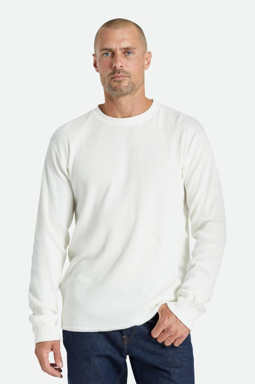 Men's Brixton Reserve Thermal L/S Knitwear White | 5842OJNDR