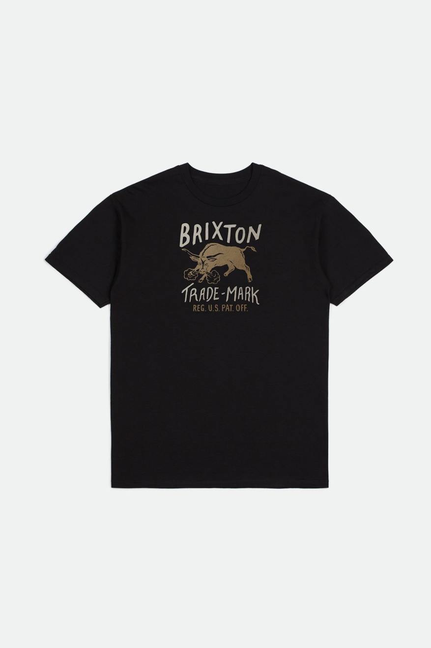 Men's Brixton Roxboro S/S Standard Tops Black | 9652SWMKU