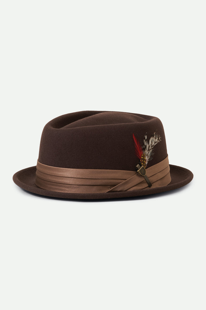 Men's Brixton Stout Pork Pie Hats Brown | 8721OAPKX