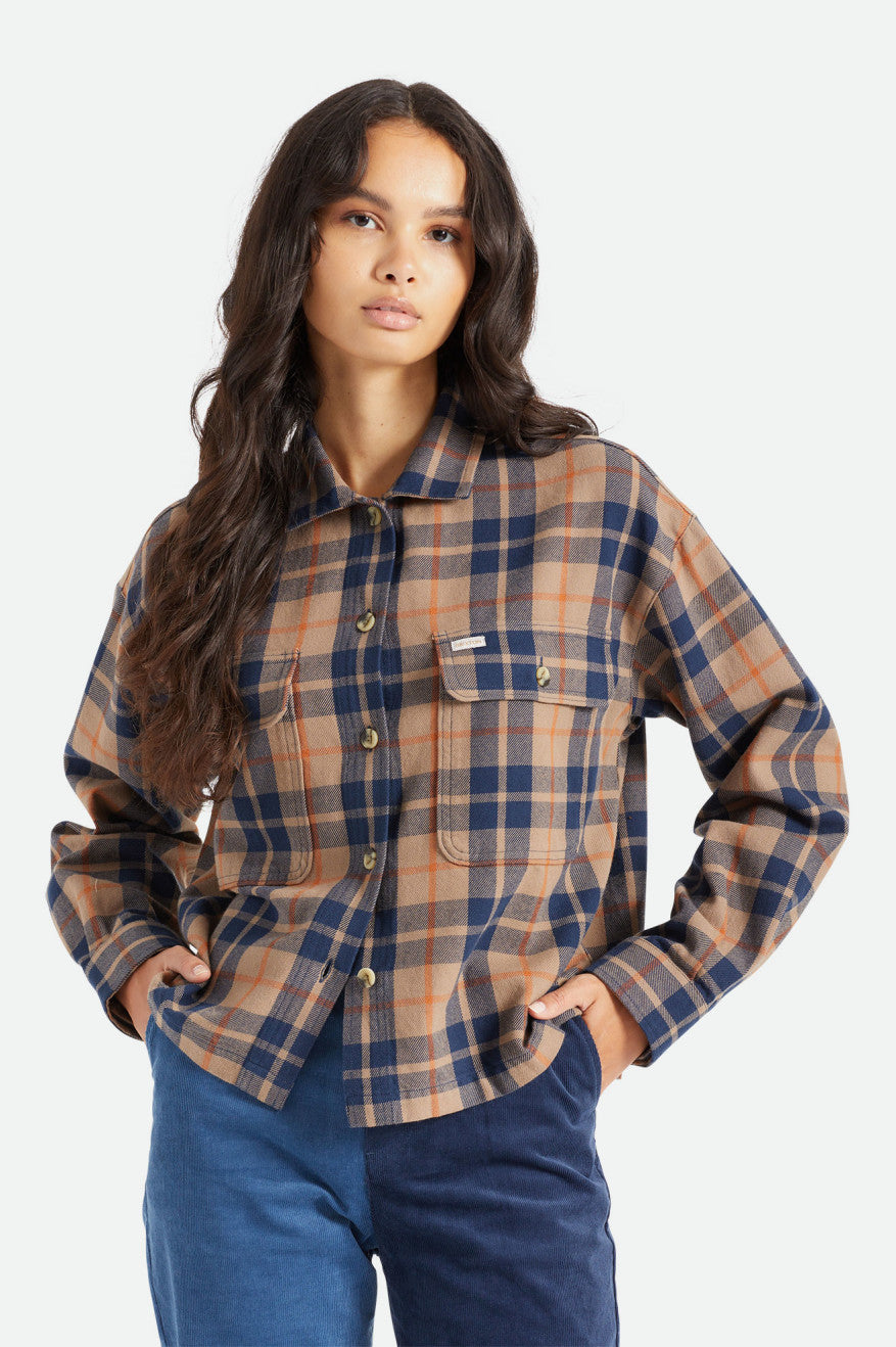 Women's Brixton Bowery L/S Flannels Deep Green | 4019SELCX