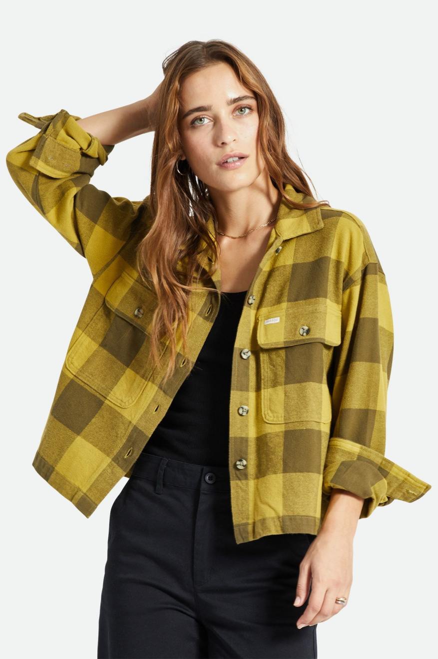 Women's Brixton Bowery L/S Flannels Yellow | 9367JBFKS