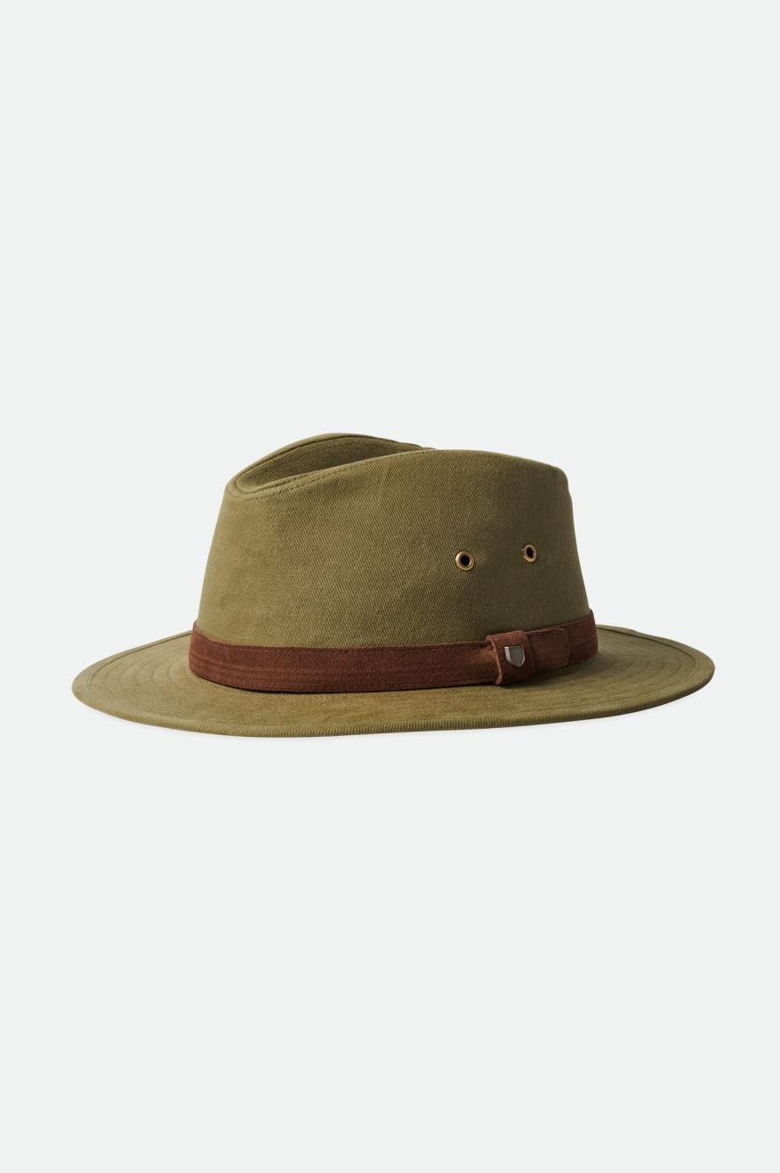 Women's Brixton Messer Utility Adventure Fedora Fedoras Olive | 2087WQIED