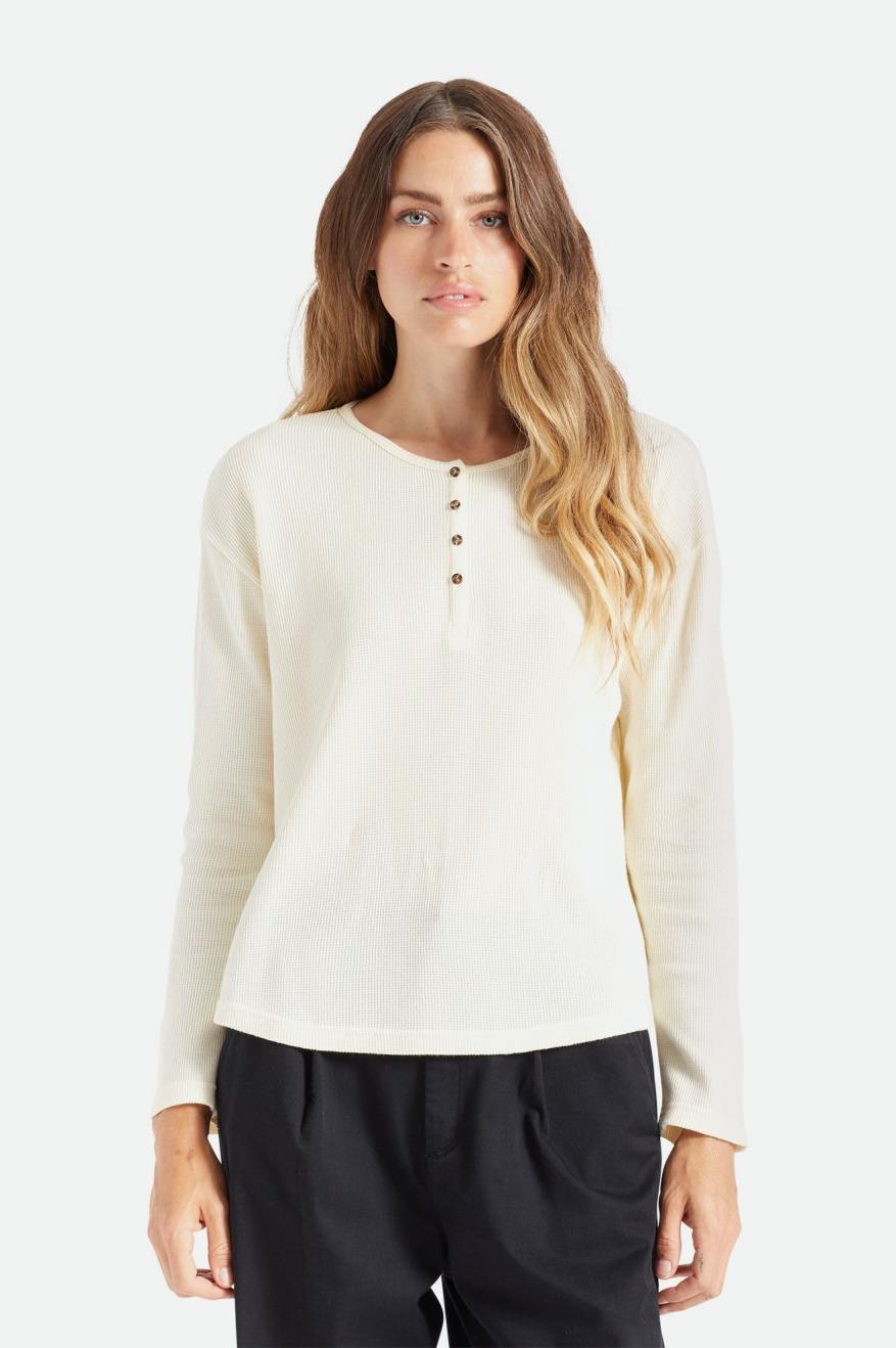 Women's Brixton Monty L/S Henley Tops White | 3056RGFKV