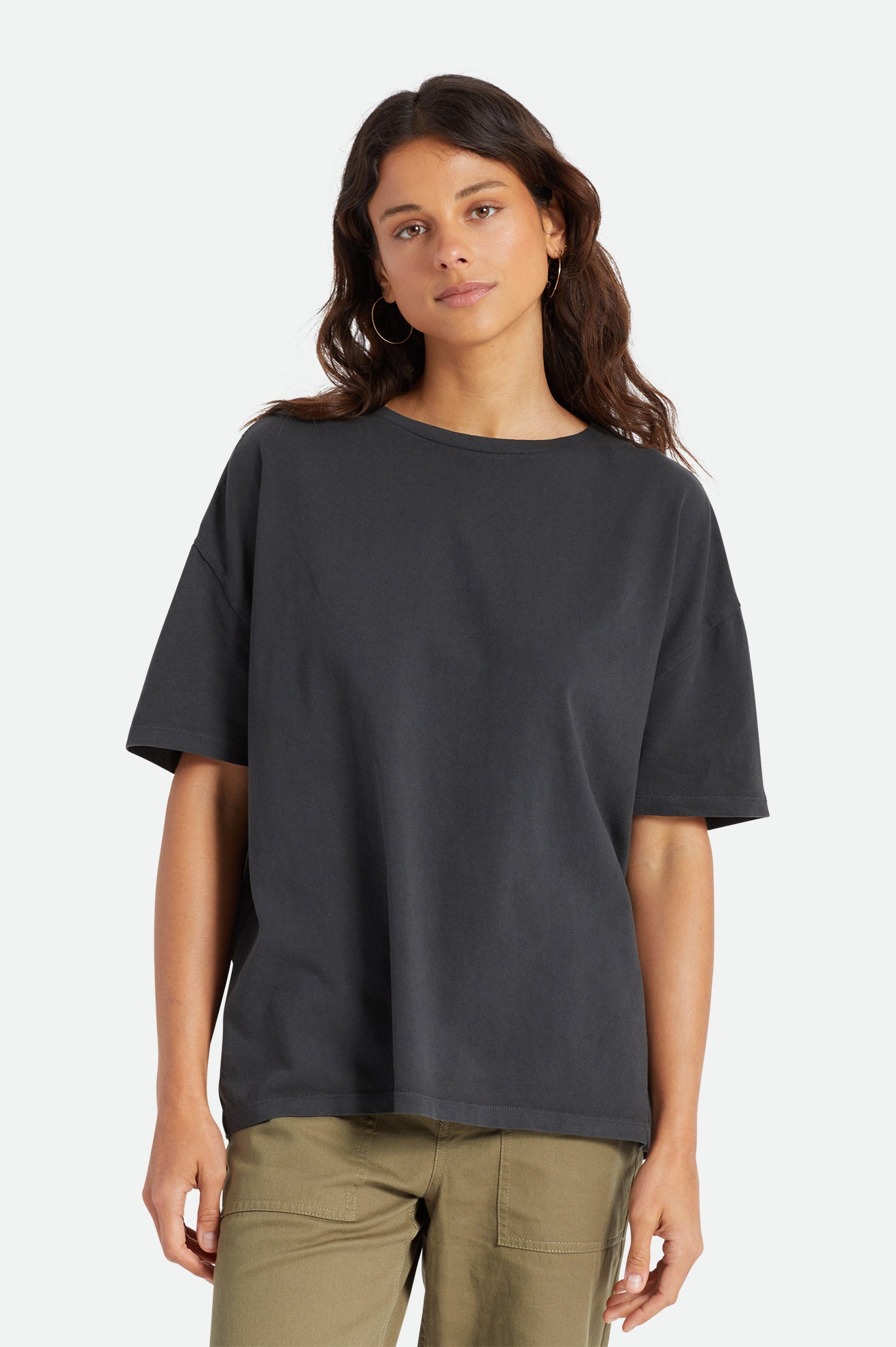 Women's Brixton Oversized Boyfriend Tee Tops Black | 0816GJITK