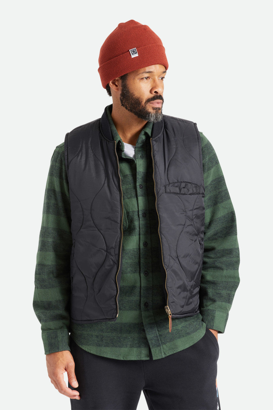 Men's Brixton Abraham Reversible Vest Jackets Black | 2319RPDZJ