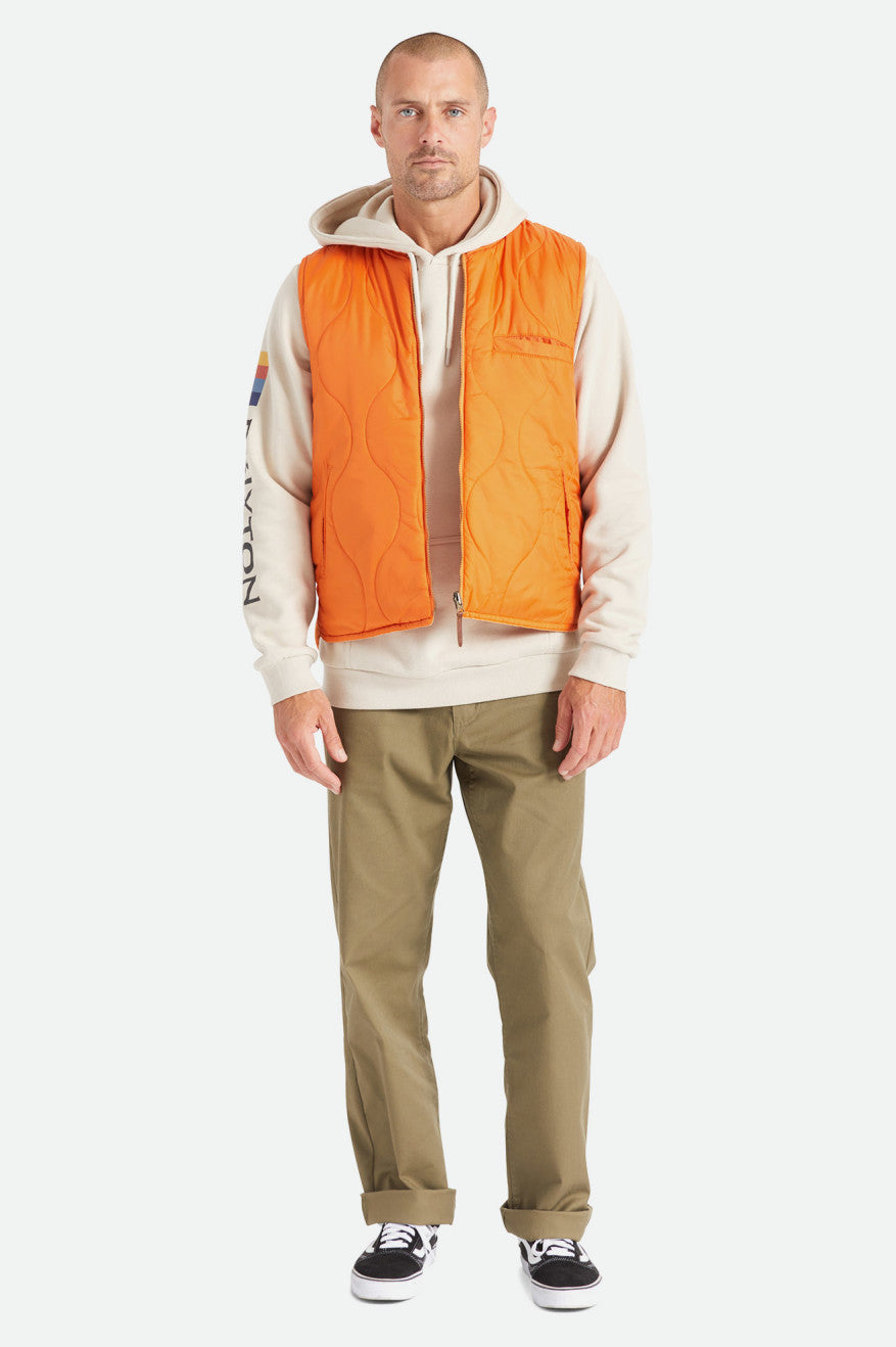 Men's Brixton Abraham Reversible Vest Jackets Orange | 5640JRGLF