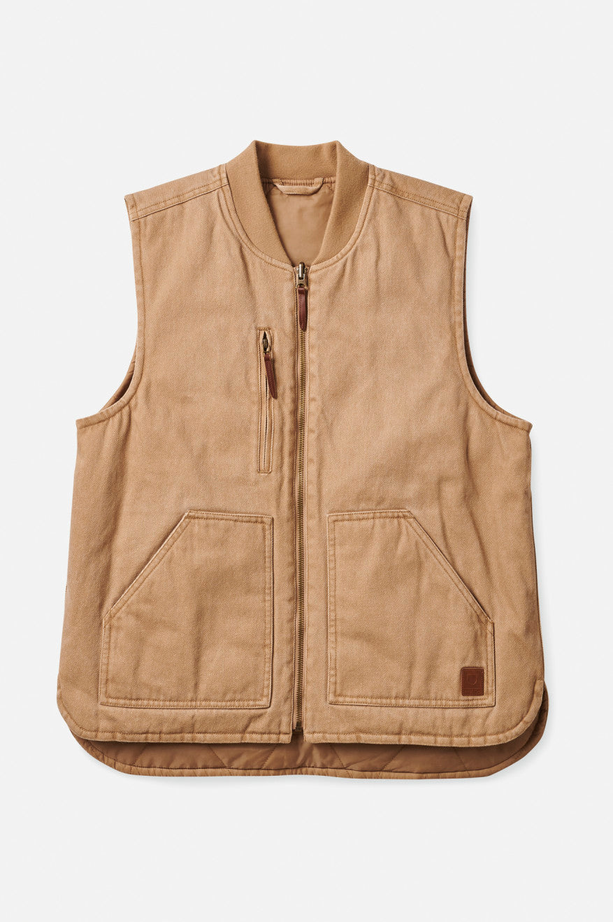 Men's Brixton Abraham Reversible Vest Jackets Beige | 6401KQWPC