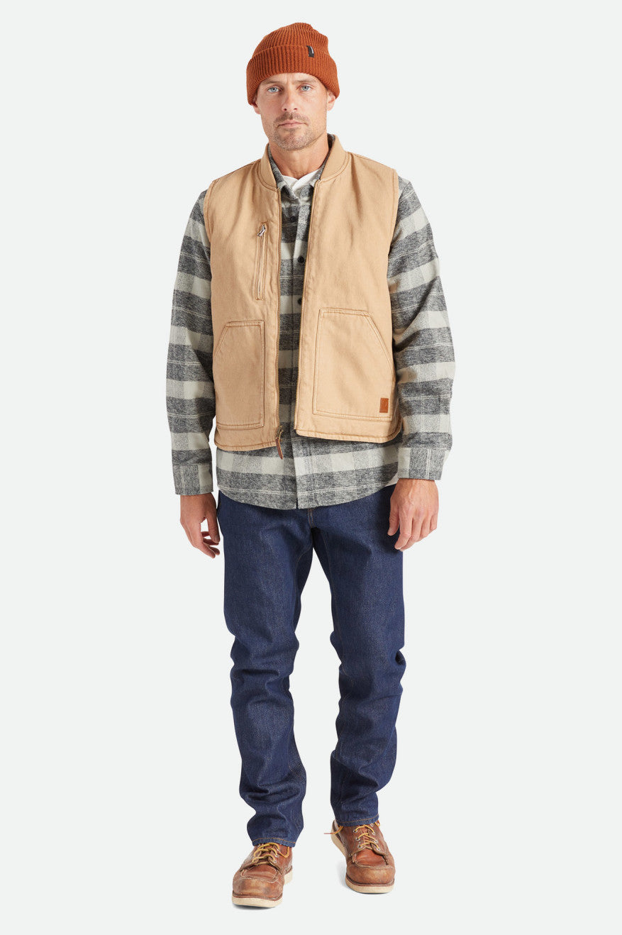 Men's Brixton Abraham Reversible Vest Jackets Beige | 6401KQWPC