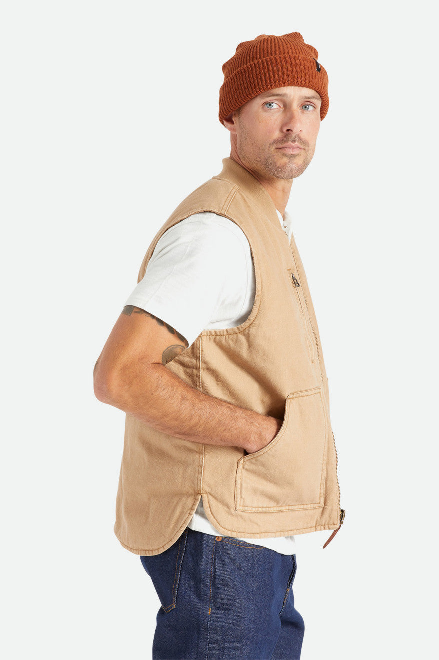 Men's Brixton Abraham Reversible Vest Jackets Beige | 6401KQWPC