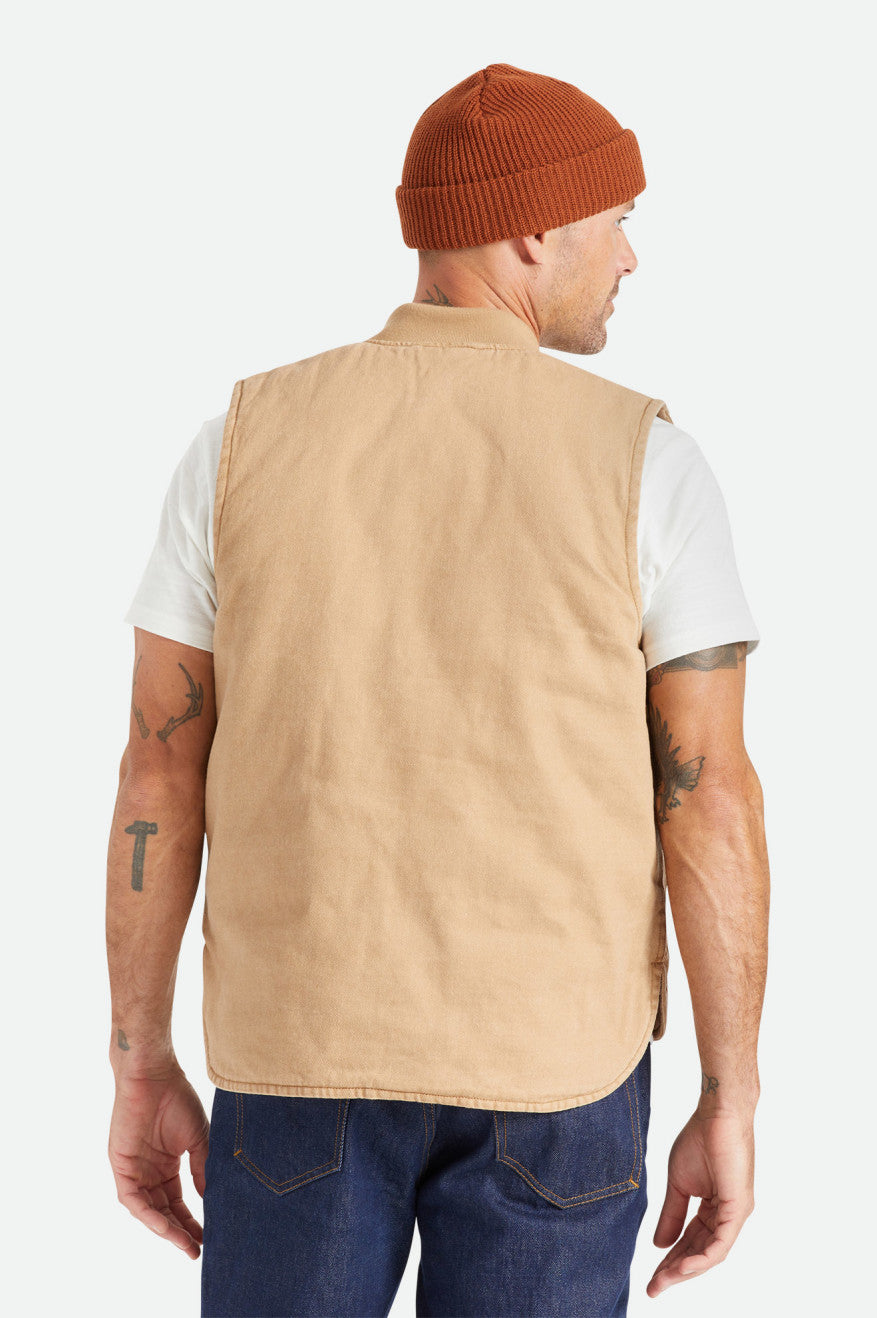 Men's Brixton Abraham Reversible Vest Jackets Beige | 6401KQWPC