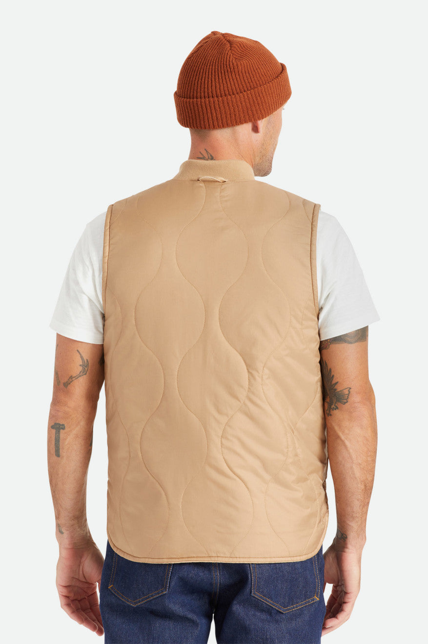 Men's Brixton Abraham Reversible Vest Jackets Beige | 6401KQWPC