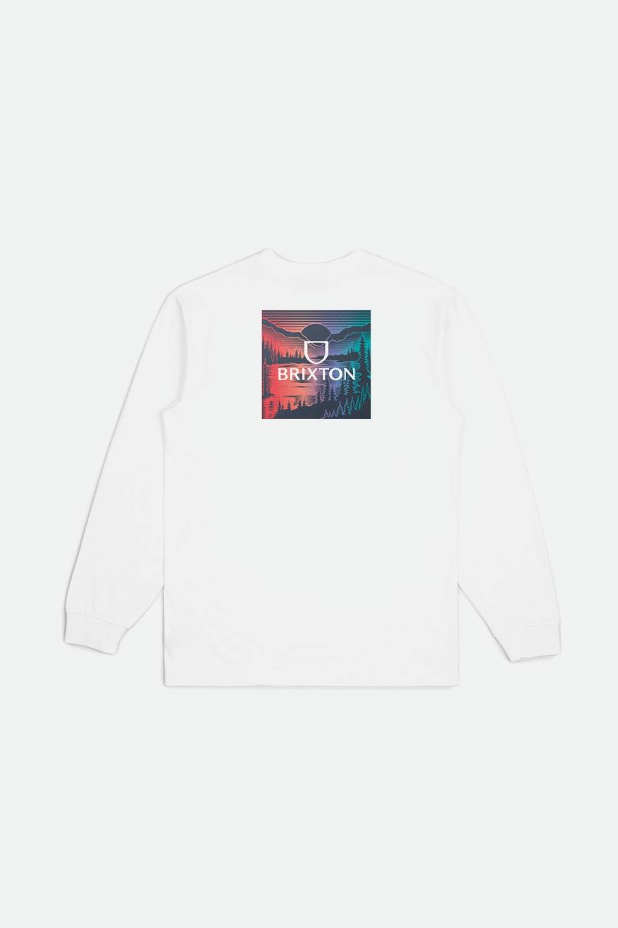 Men's Brixton Alpha Square L/S Standard Tops White | 6902VZLKC