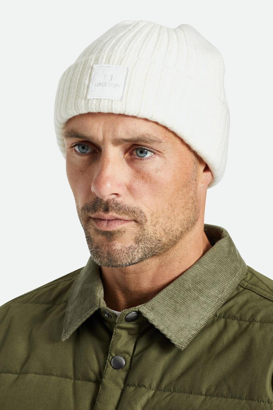 Men's Brixton Alpha Square Merino Wool Beanie White | 8176XZCIH