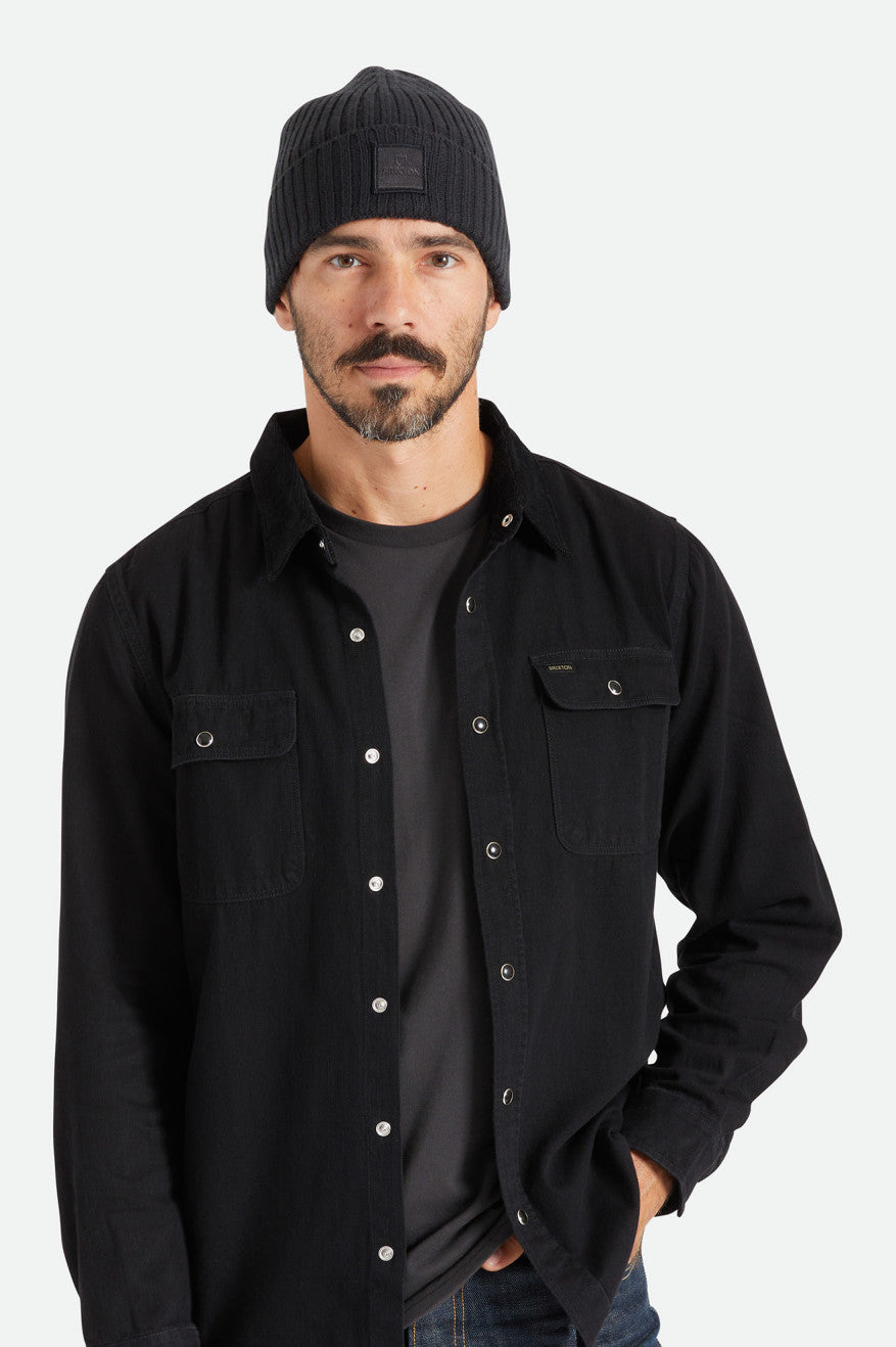 Men's Brixton Alpha Square Merino Wool Beanie Black | 9260PLQTY