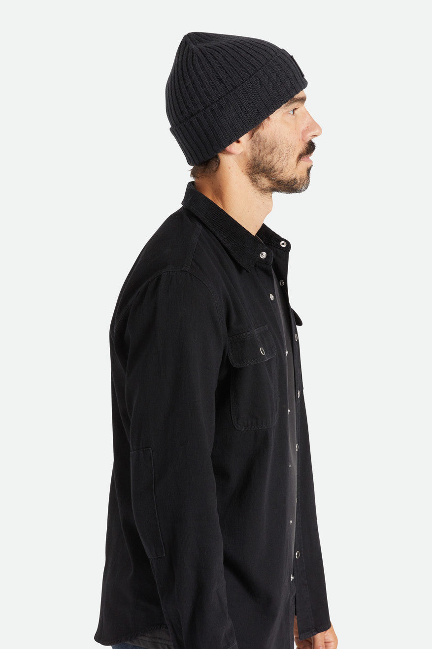 Men's Brixton Alpha Square Merino Wool Beanie Black | 9260PLQTY