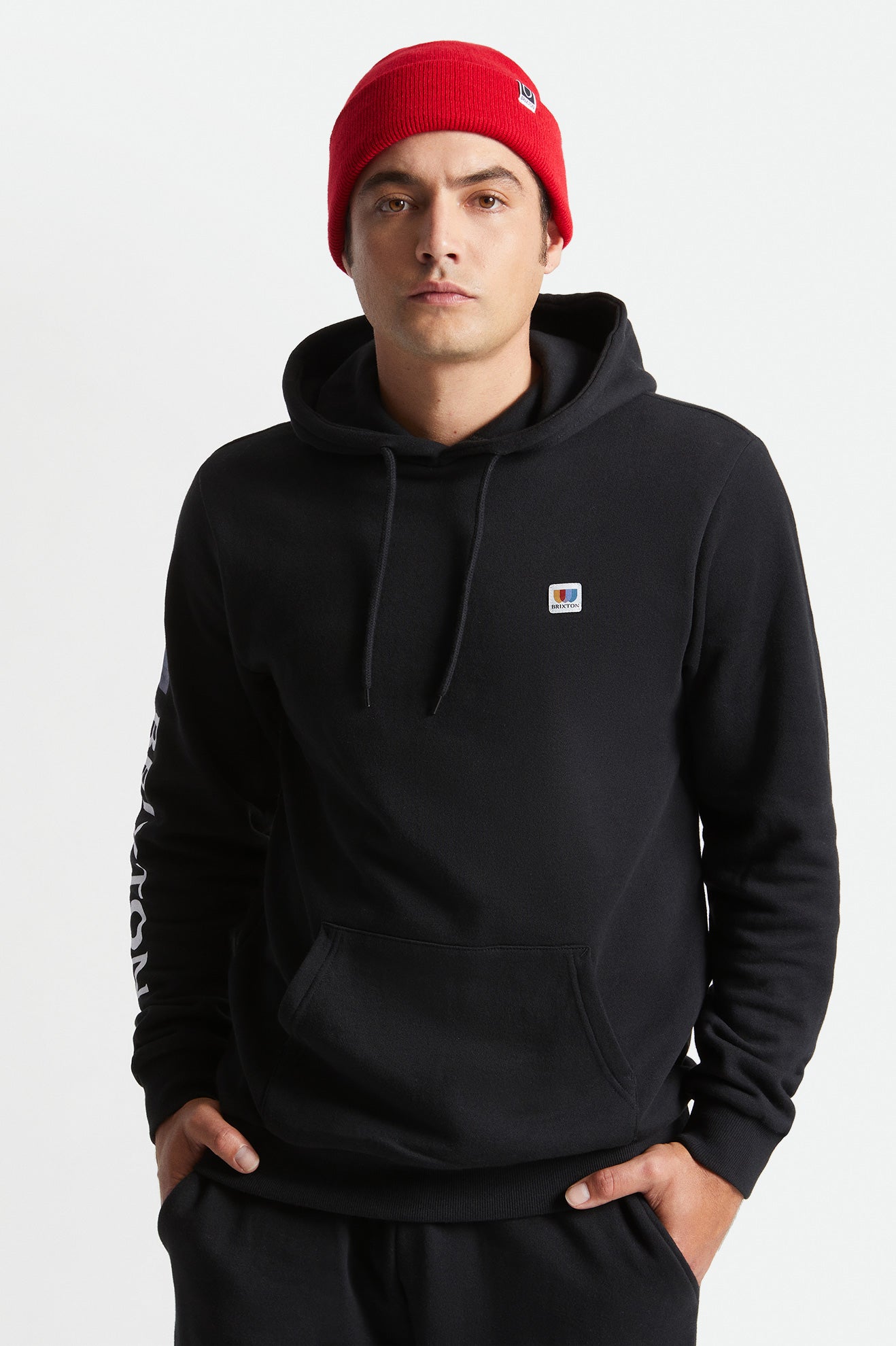 Men\'s Brixton Alton Hoodie Black | 2860WKJIE