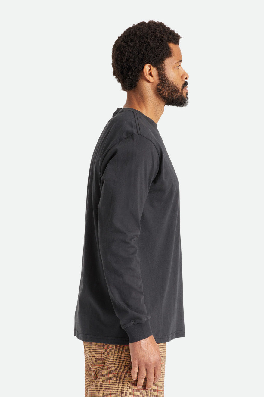 Men's Brixton Basic L/S Pocket Tops Black | 0652JXCON