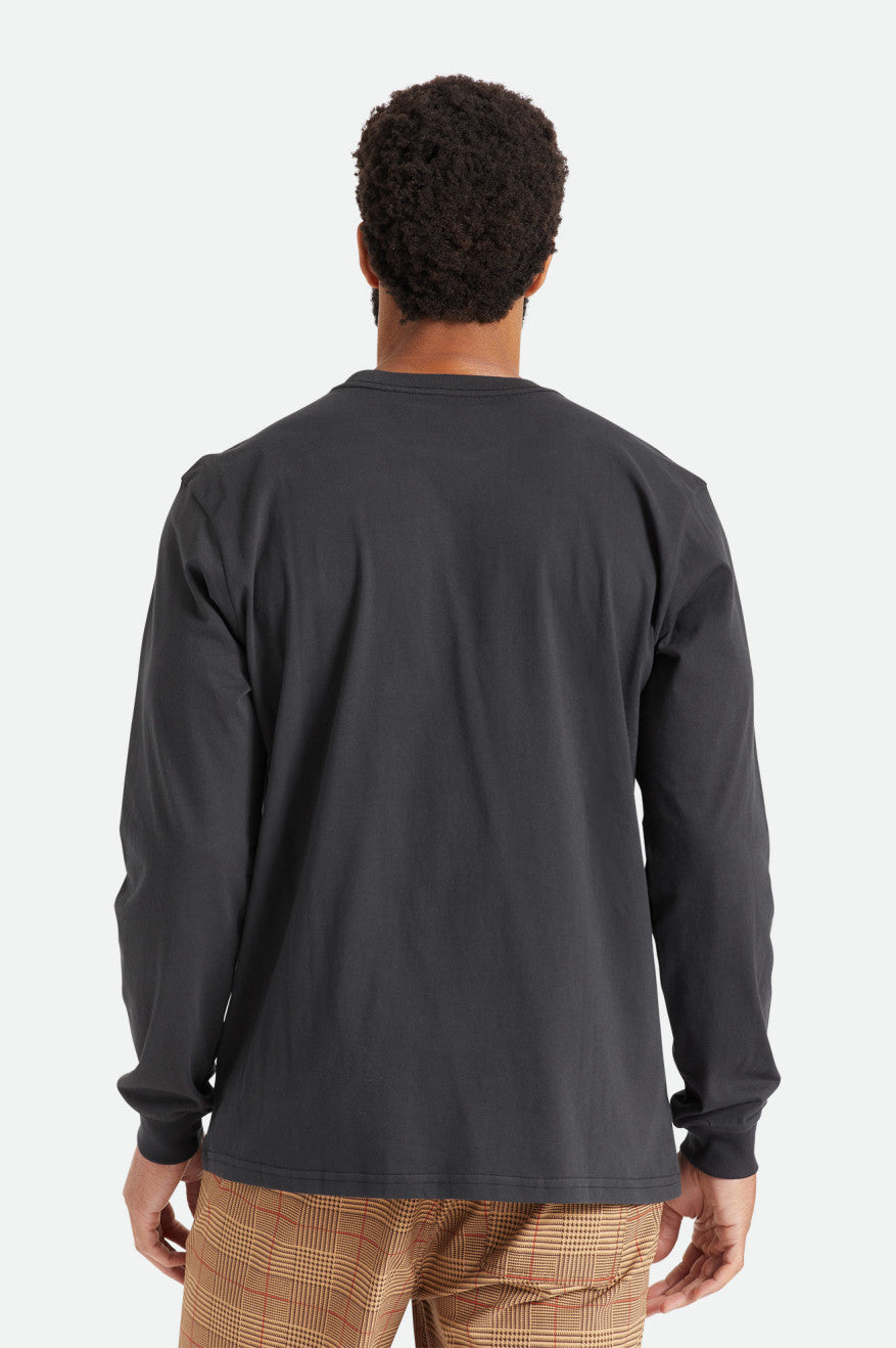 Men's Brixton Basic L/S Pocket Tops Black | 0652JXCON