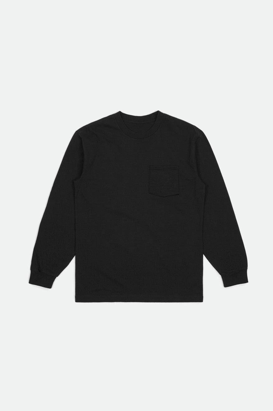 Men's Brixton Basic L/S Pocket Tops Black | 0652JXCON