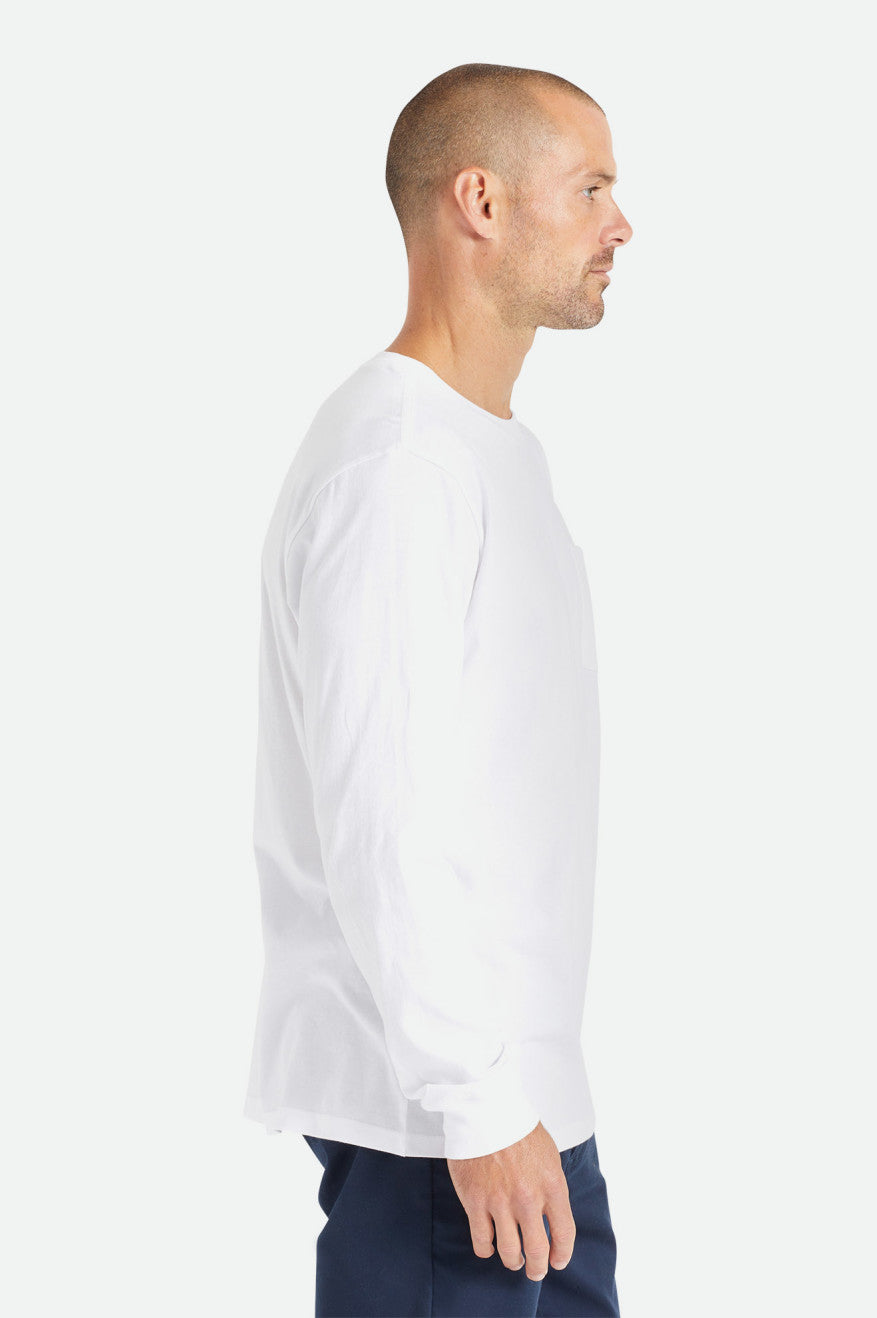 Men's Brixton Basic L/S Pocket Tops White | 4510XHVET