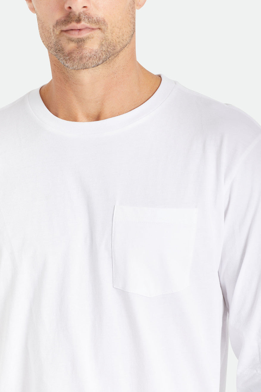 Men's Brixton Basic L/S Pocket Tops White | 4510XHVET