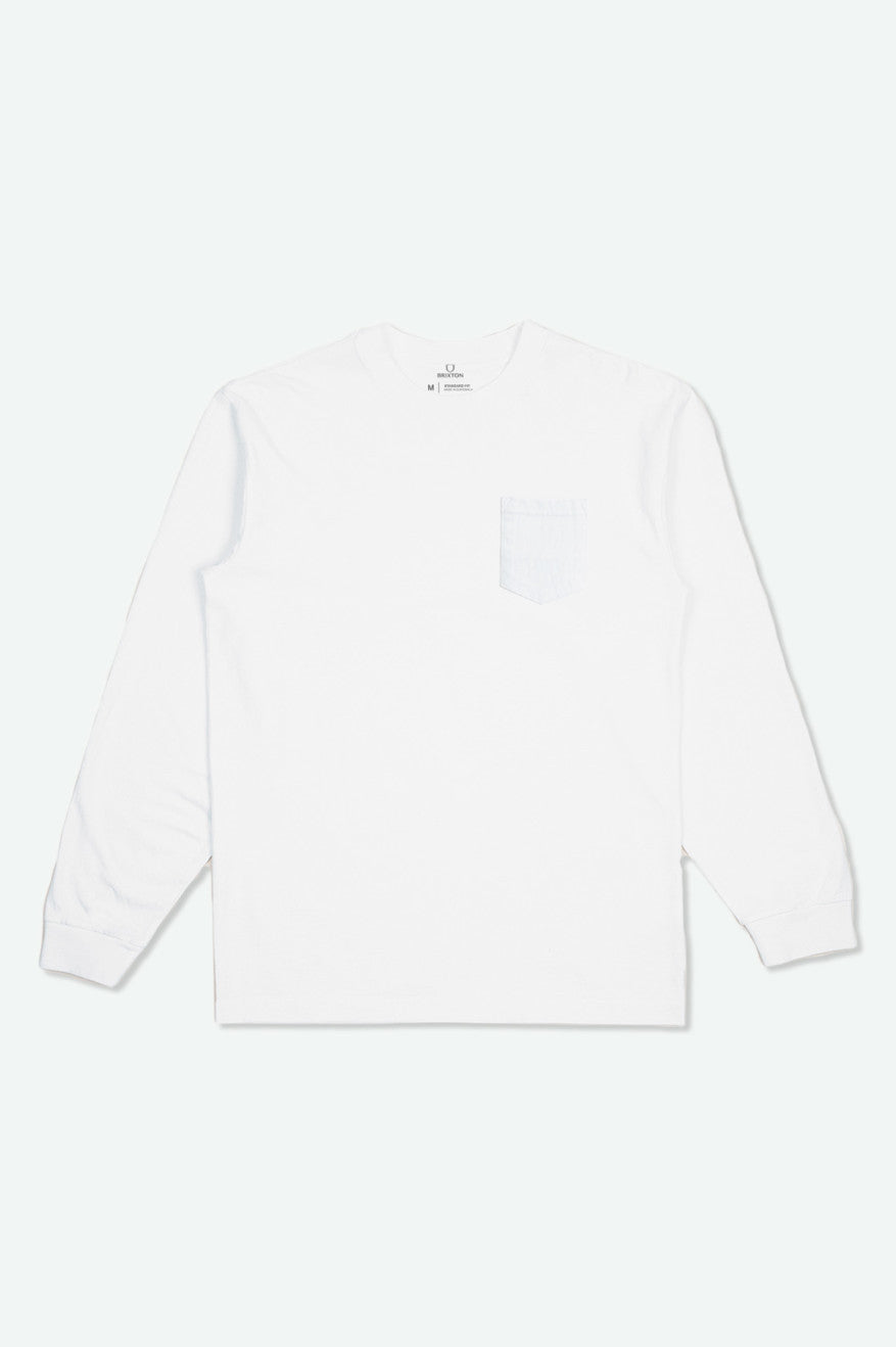 Men's Brixton Basic L/S Pocket Tops White | 4510XHVET