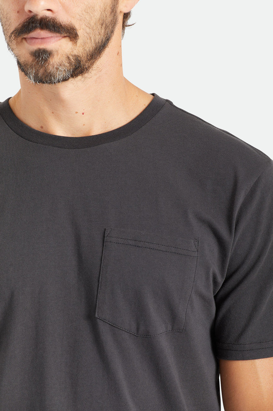 Men's Brixton Basic S/S Pocket Tops Black | 2059VKICA