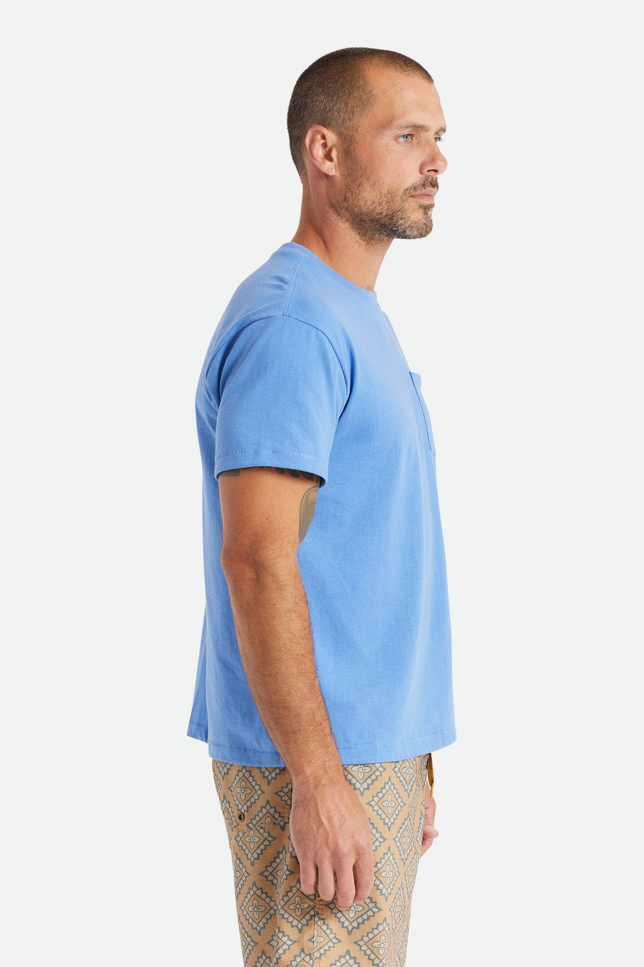 Men's Brixton Basic S/S Pocket Tops Blue | 8371QYEVZ