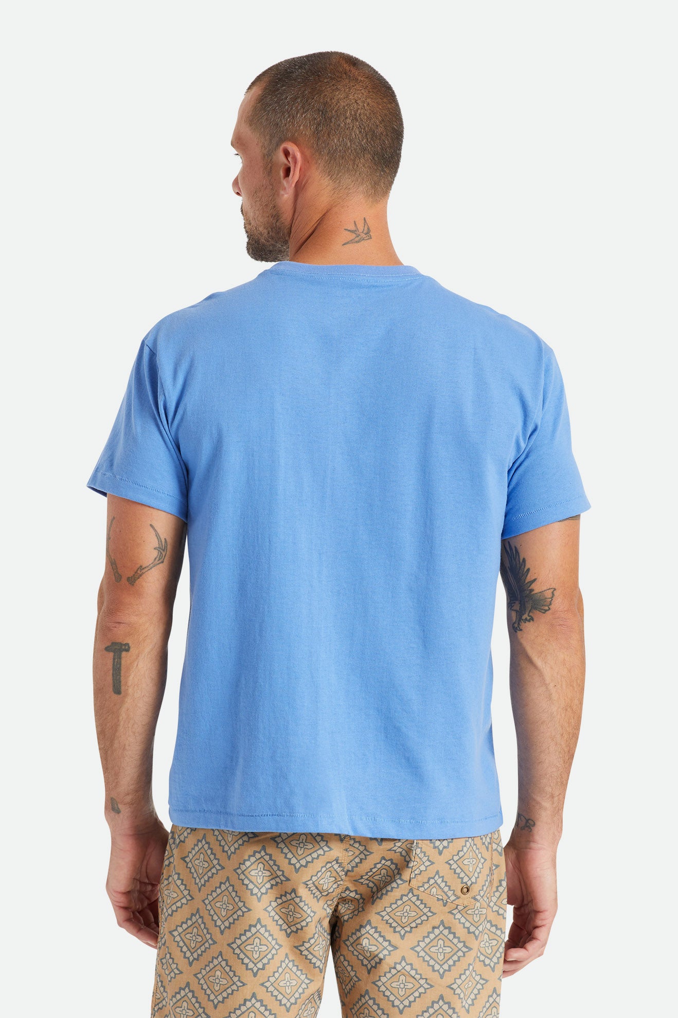 Men's Brixton Basic S/S Pocket Tops Blue | 8371QYEVZ