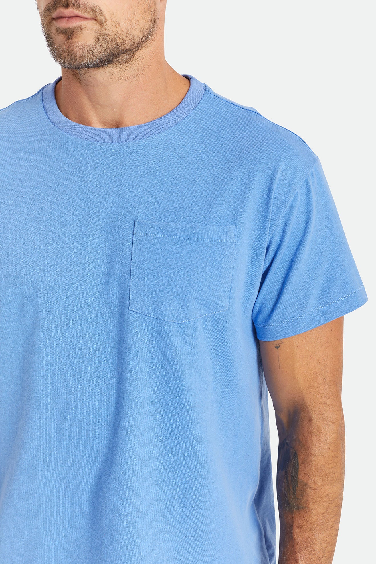 Men's Brixton Basic S/S Pocket Tops Blue | 8371QYEVZ