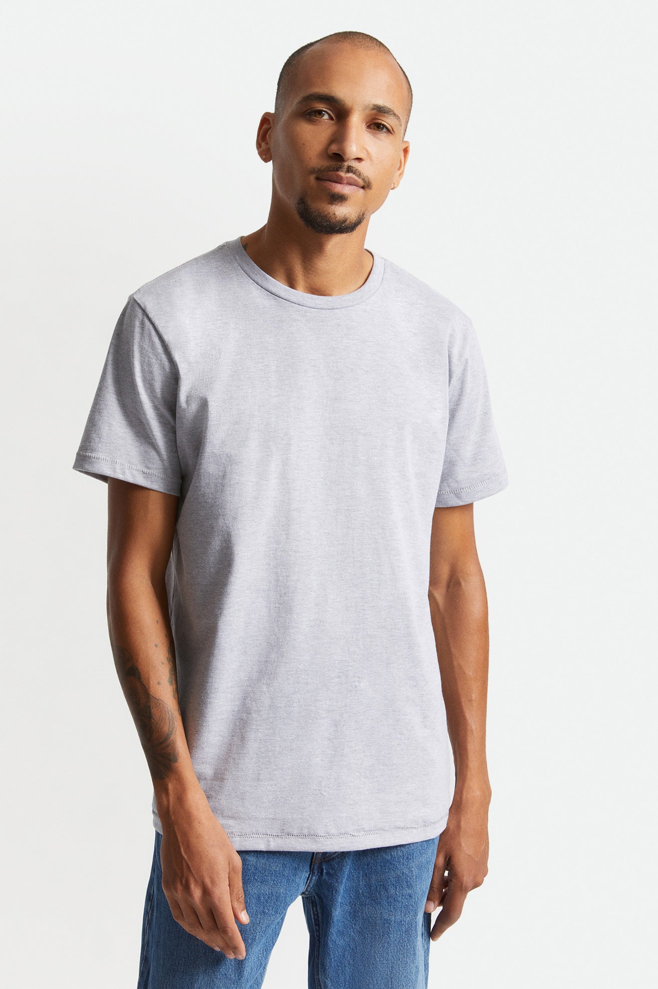 Men\'s Brixton Basic S/S Tailored Tops Grey | 3415EXZNQ