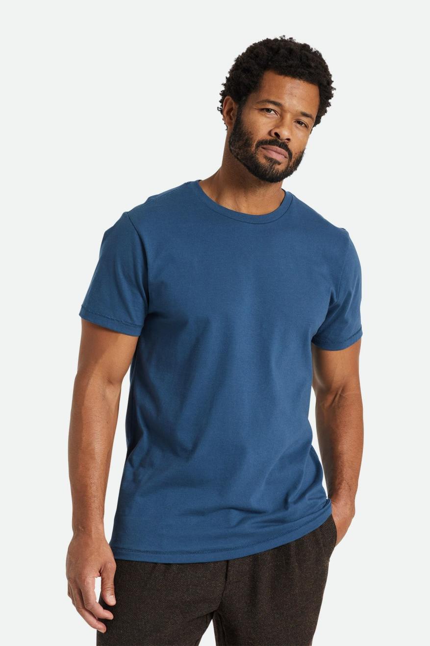 Men\'s Brixton Basic S/S Tailored Tops Turquoise | 7893FYQSW