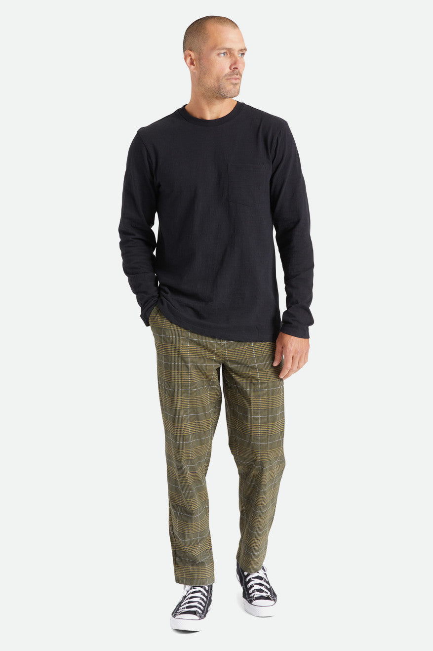 Men's Brixton Basic Slub L/S Pocket Knitwear Black | 3907LPDSE